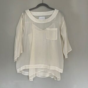 Brochu Walker Silk two piece Top SZ P, off white, like new, any occasion